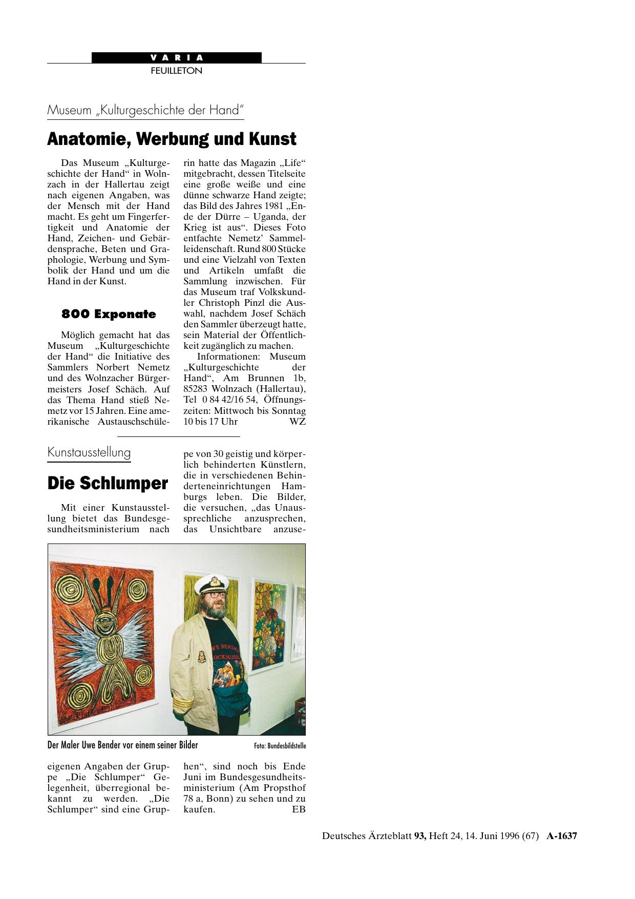 Vorschauseite 1: Kunstausstellung: Die Schlumper