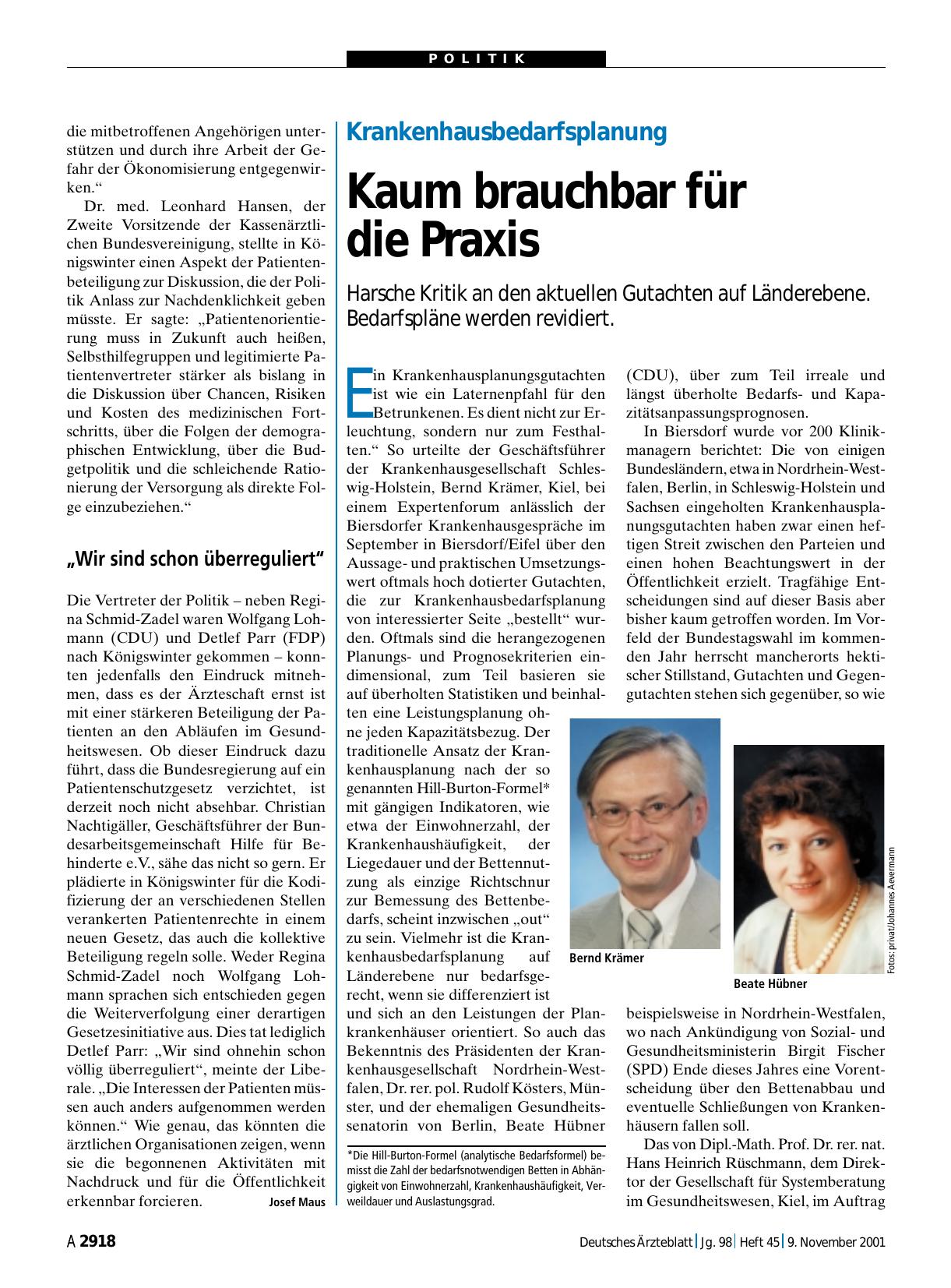 Vorschauseite 1: Krankenhausbedarfsplanung: Kaum brauchbar für die Praxis