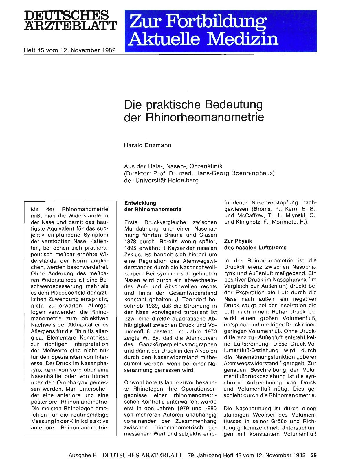 Vorschauseite 1: Die praktische Bedeutung der Rhinorheomanometrie