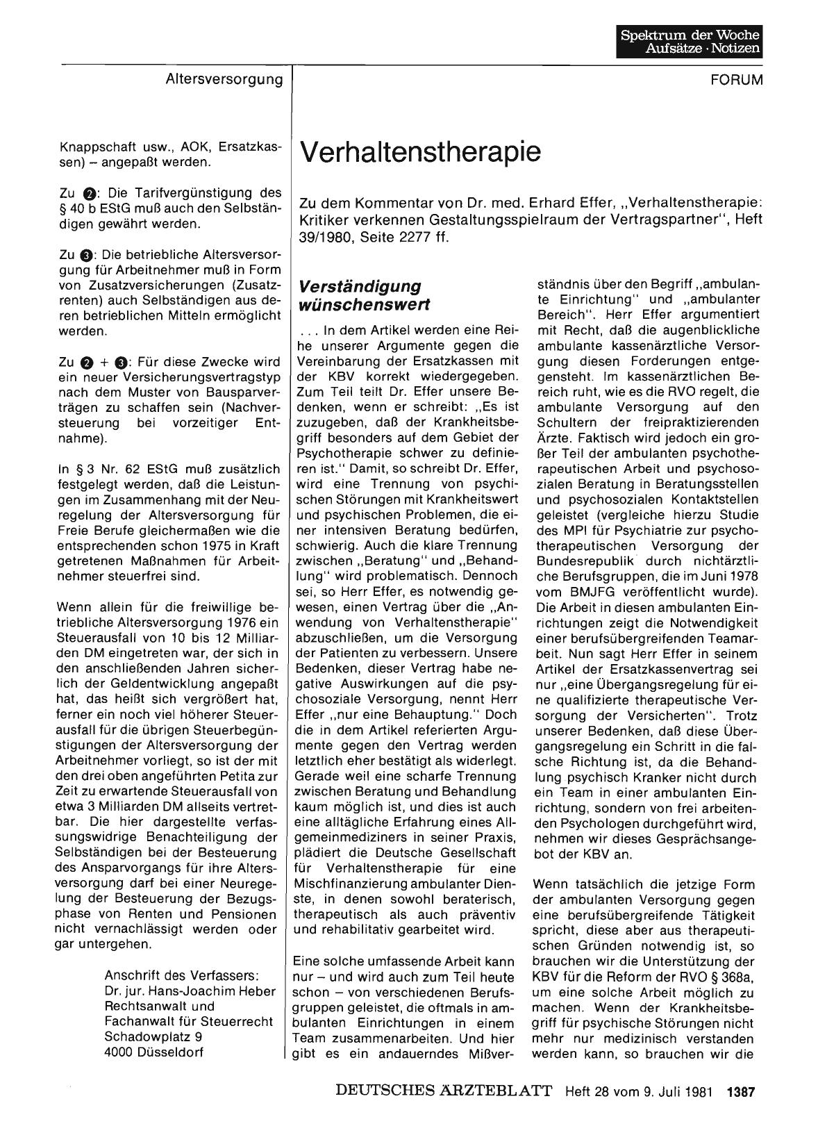 Vorschauseite 1: Verhaltenstherapie: Verständigung wünschenswert
