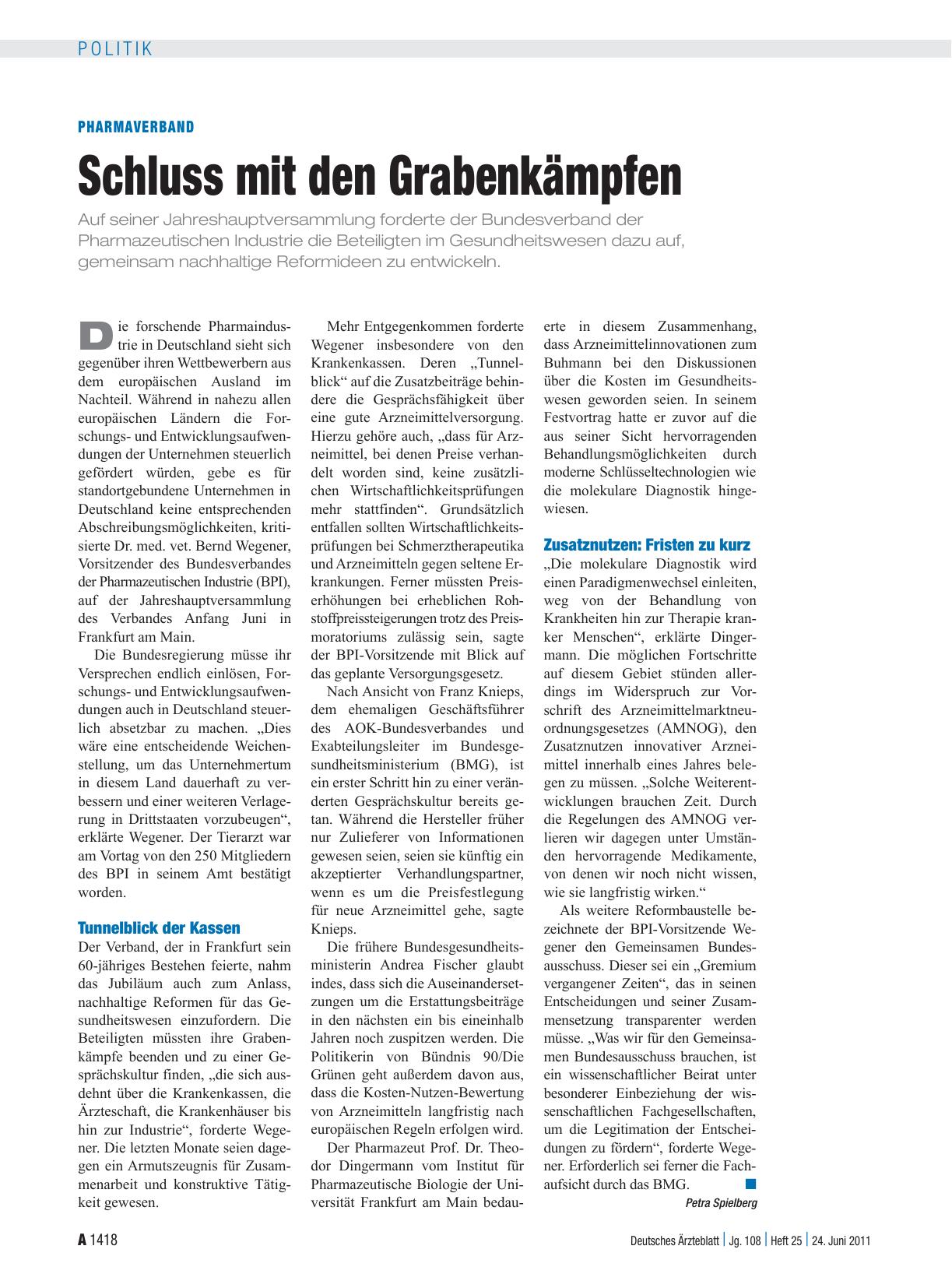 Vorschauseite 1: Pharmaverband: Schluss mit den Grabenkämpfen
