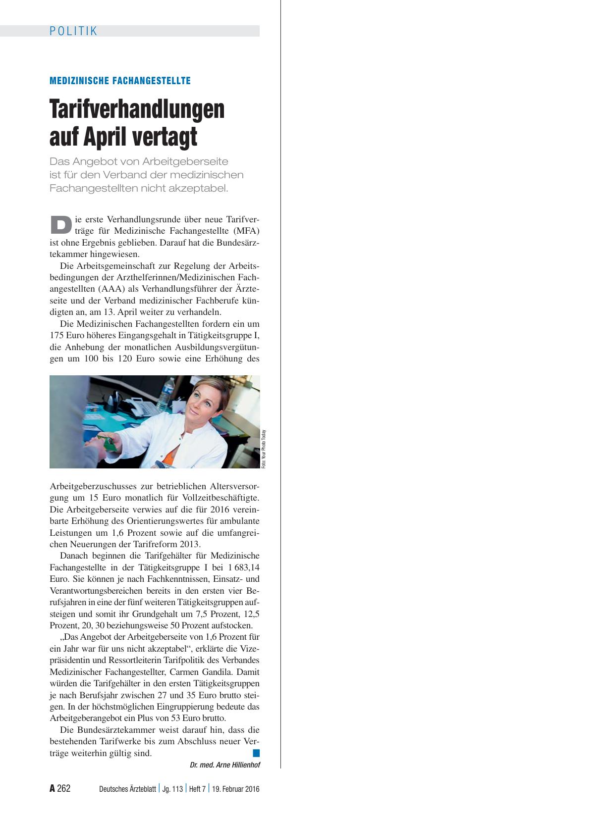 Vorschauseite 1: Medizinische Fachangestellte: Tarifverhandlungen auf April vertagt