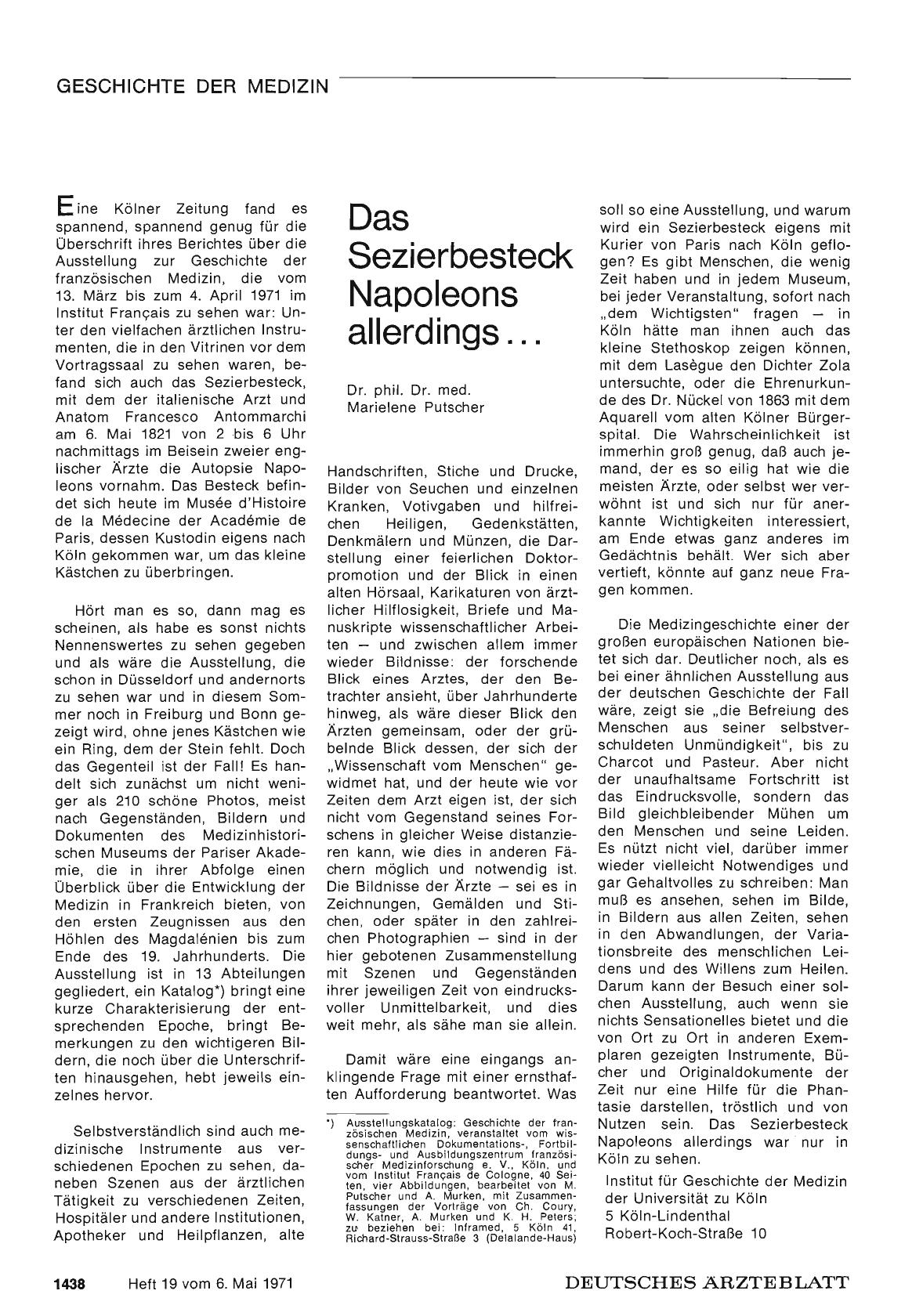Vorschauseite 1: Das Sezierbesteck Napoleons allerdings. ..