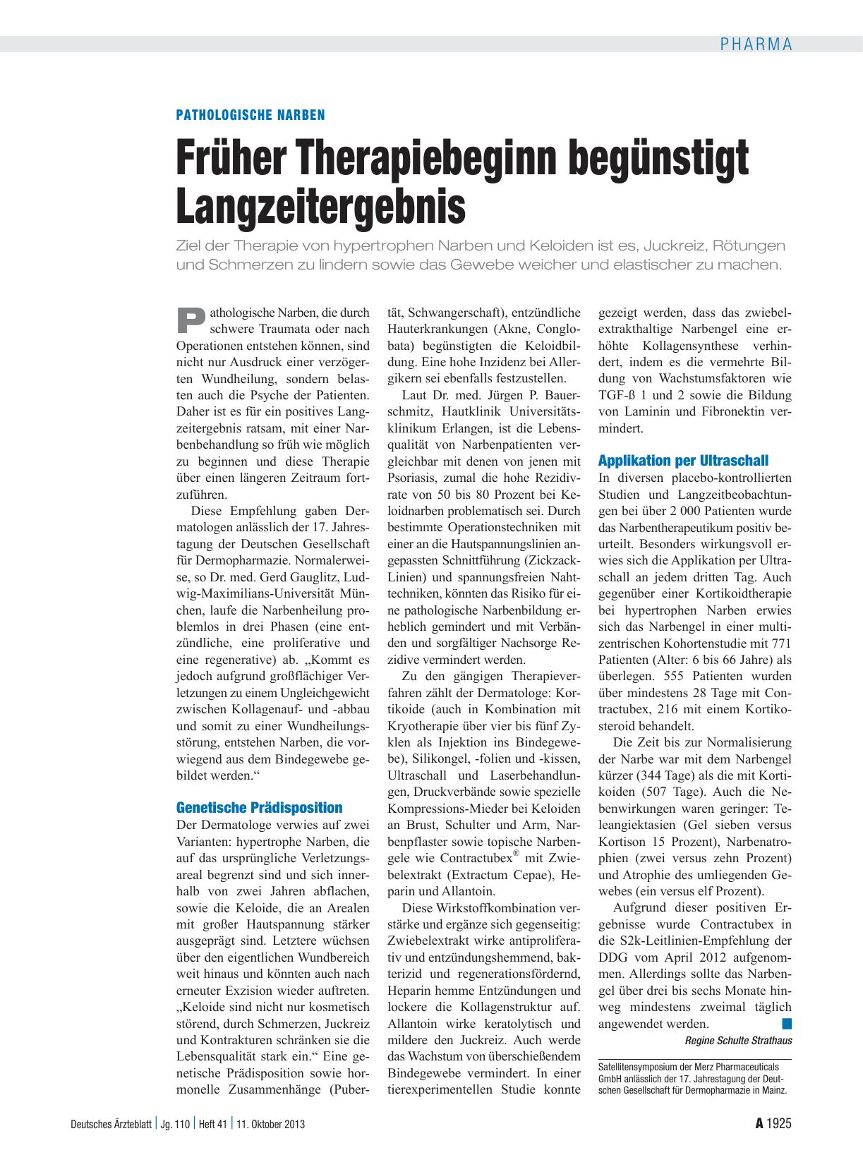 Vorschauseite 1: Pathologische Narben: Früher Therapiebeginn begünstigt Langzeitergebnis