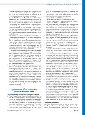 Vorschauseite 2: Richtlinien zur Organtransplantation gem. § 16 Abs. 1 S. 1 Nrn. 2, 4 u. 5 TPG
