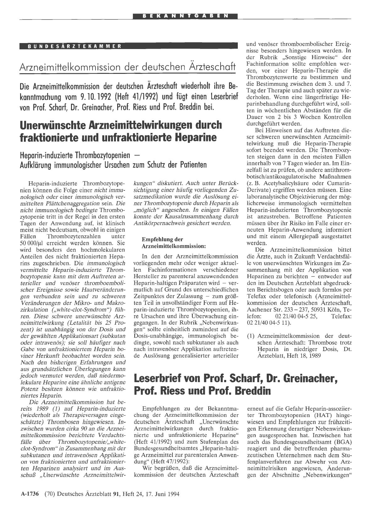 Vorschauseite 1: Unerwünschte Arzneimittelwirkungen durch fraktionierte und unfraktionierte Heparine: Heparin-induzierte Thrombozytopenien Aufklärung immunologischer Ursachen zum Schutz der Patien…