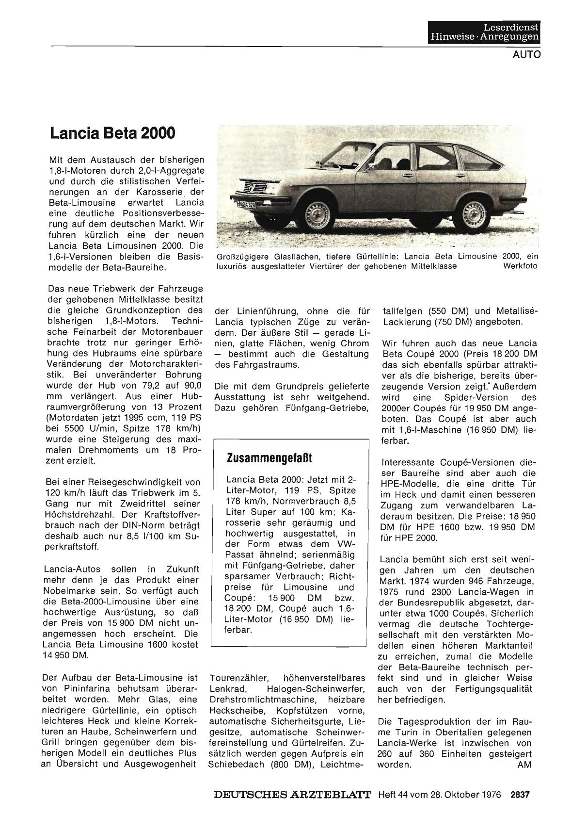Vorschauseite 1: Lancia Beta 2000