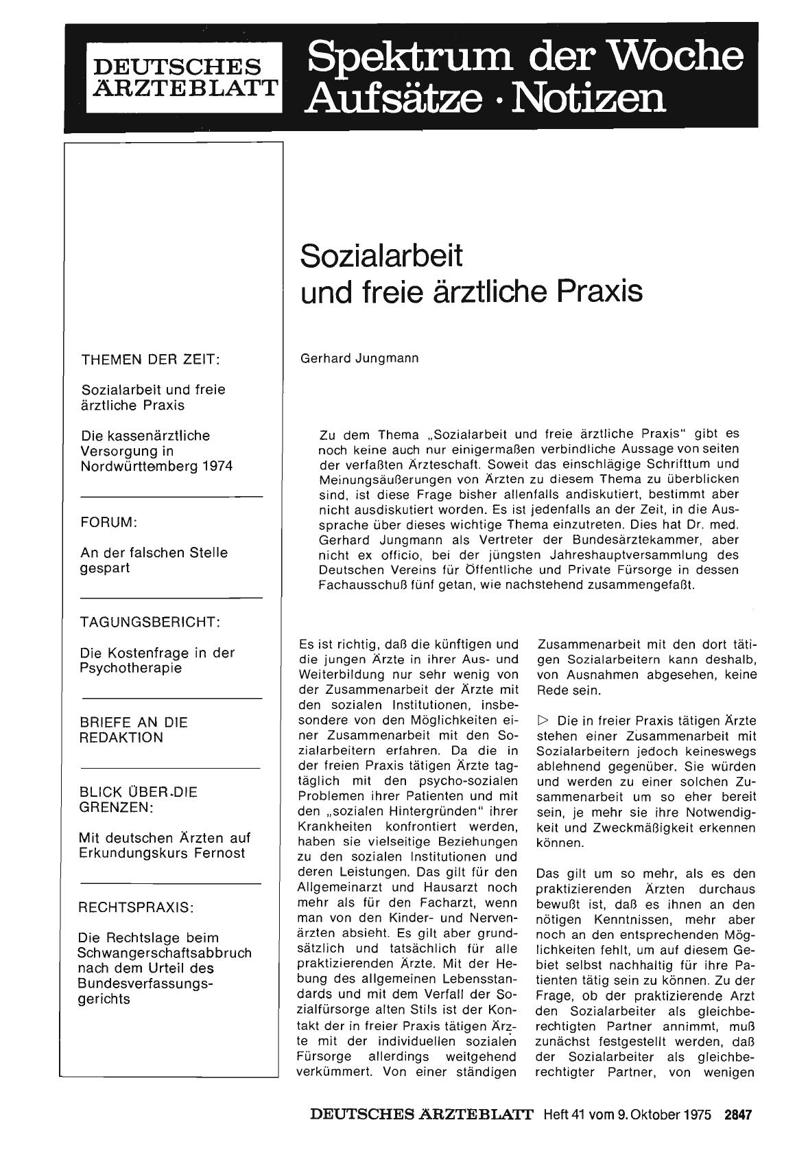 Vorschauseite 1: Sozialarbeit und freie ärztliche Praxis