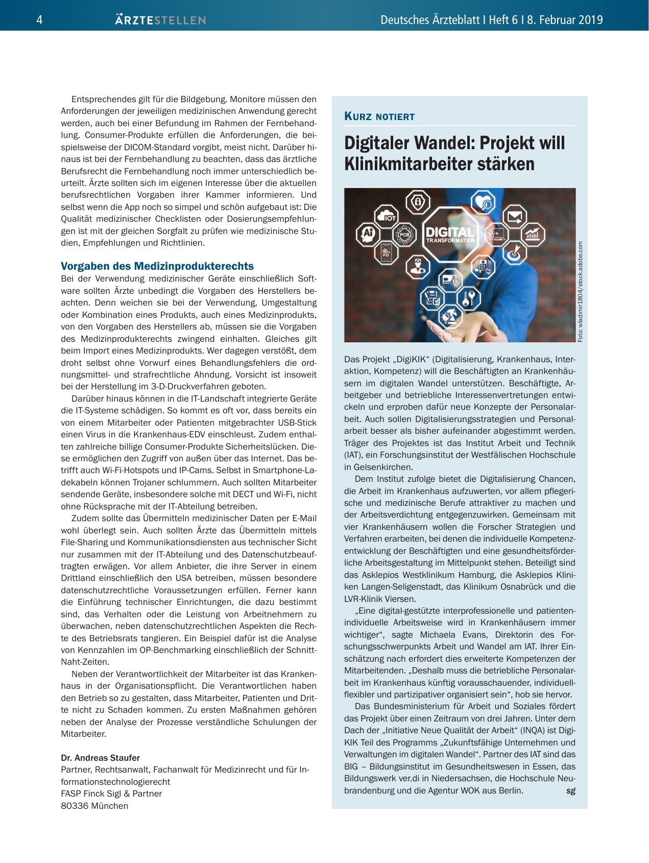 Vorschauseite 1: Digitaler Wandel: Projekt will Klinikmitarbeiter stärken