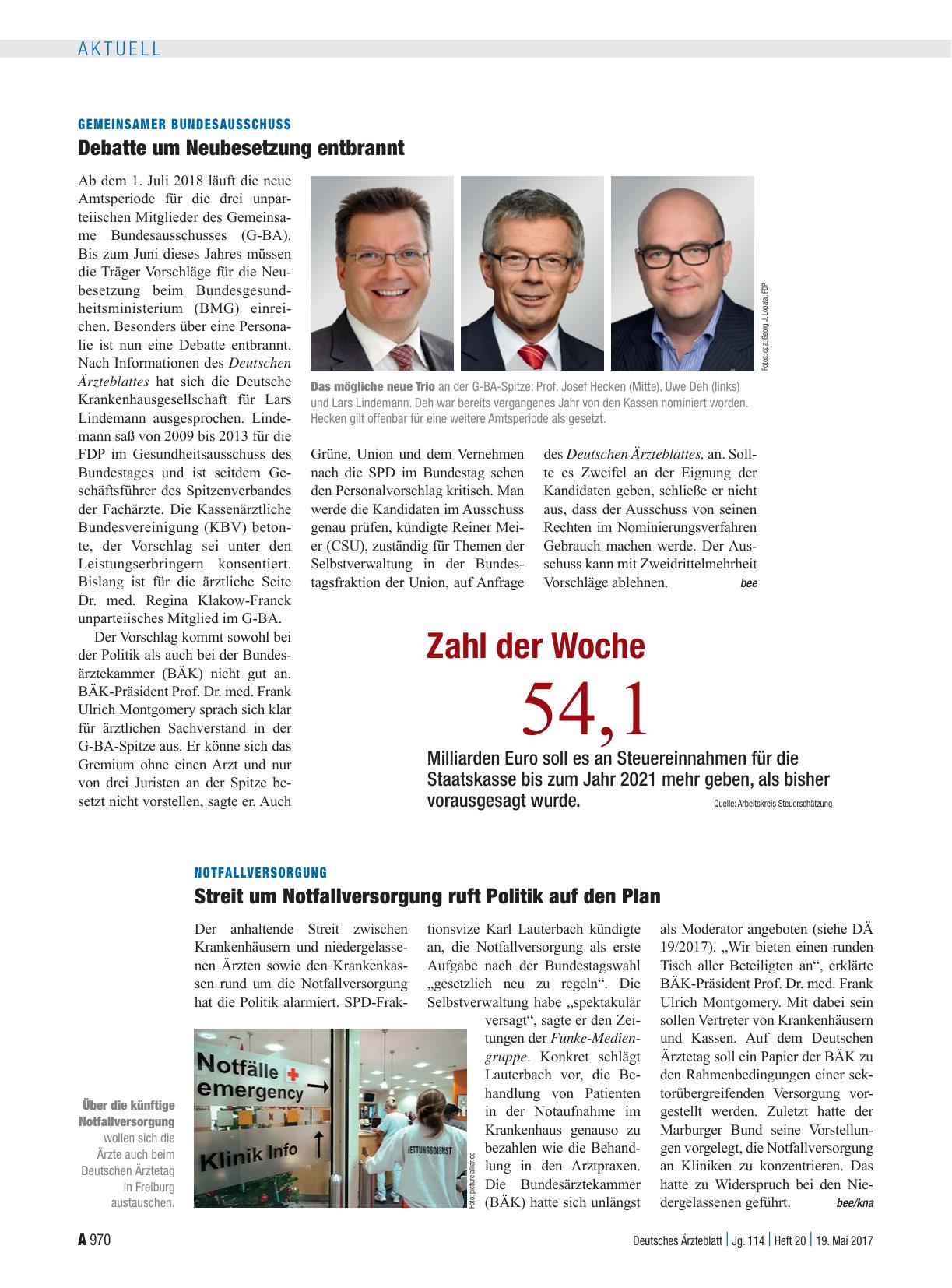 Vorschauseite 1: Gemeinsamer Bundesausschuss: Debatte um Neubesetzung entbrannt