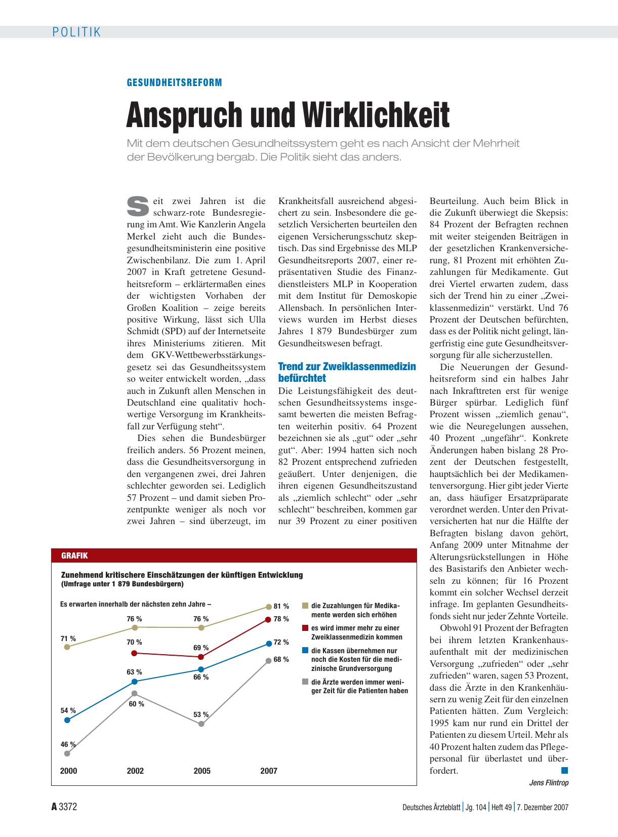 Vorschauseite 1: Gesundheitsreform: Anspruch und Wirklichkeit