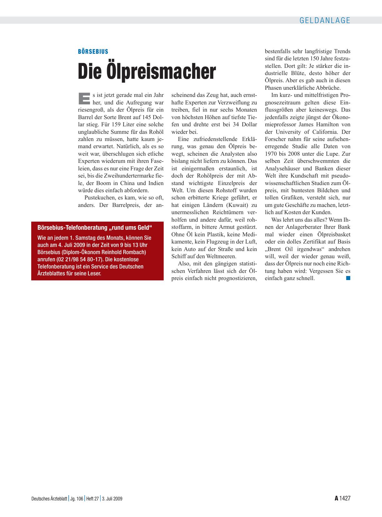 Vorschauseite 1: Börsebius: Die Ölpreismacher