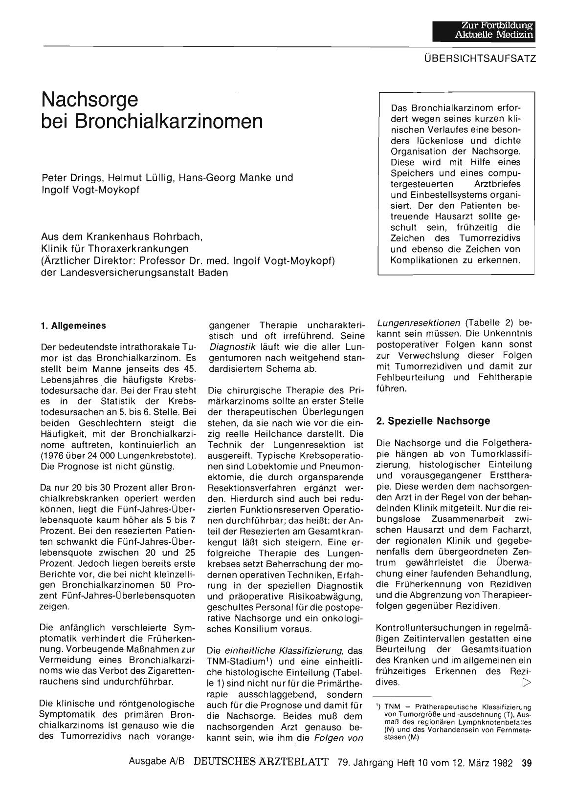 Vorschauseite 1: Nachsorge bei Bronchialkarzinomen
