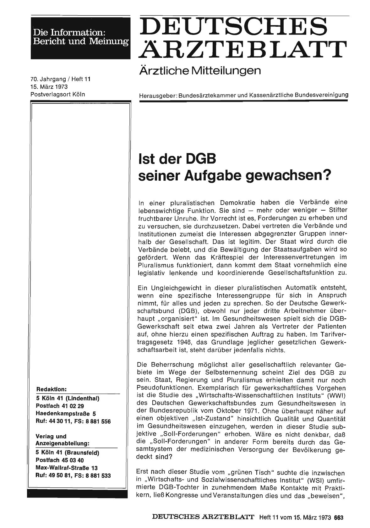 Vorschauseite 1: Ist der DGB seiner Aufgabe gewachsen?