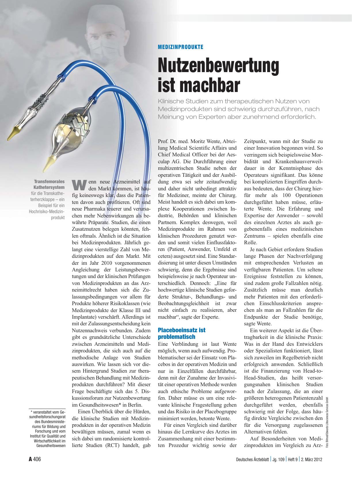 Vorschauseite 1: Medizinprodukte: Nutzenbewertung ist machbar