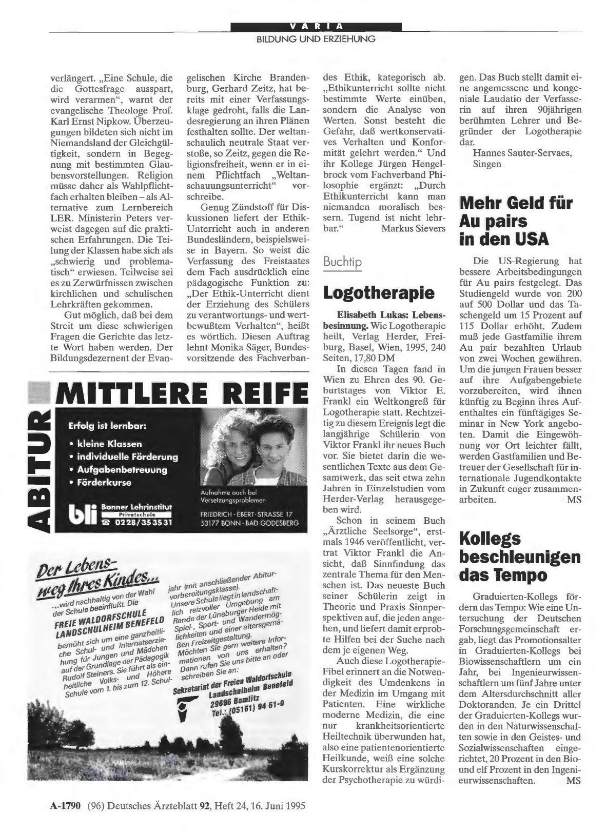 Vorschauseite 1: Buchtip: Logotherapie