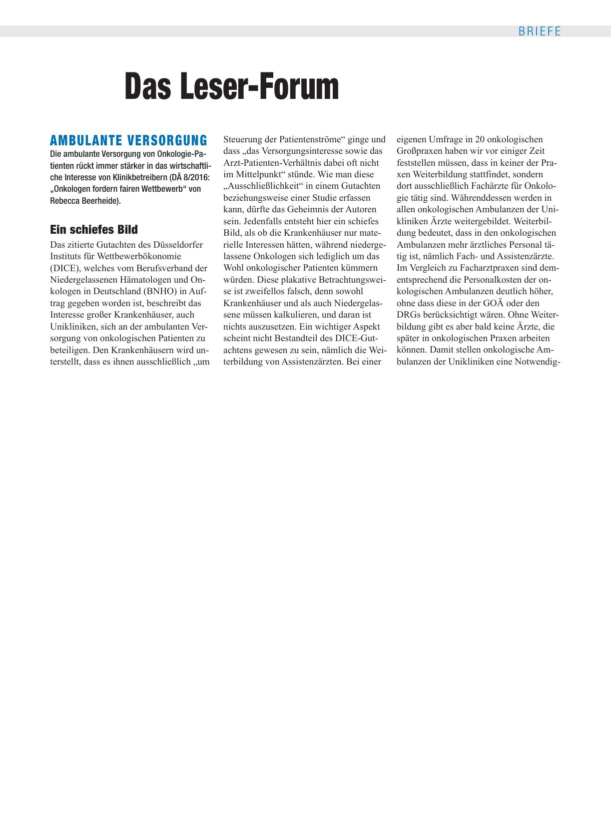 Vorschauseite 1: Ambulante Versorgung: Ein schiefes Bild