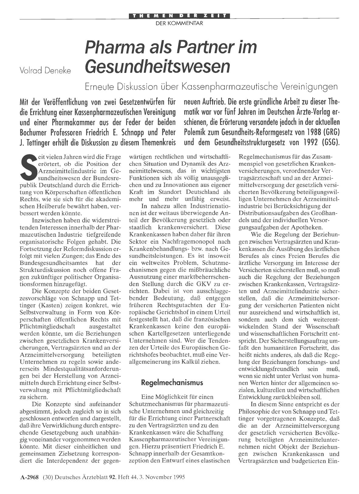 Vorschauseite 1: Pharma als Partner im Gesundheitswesen: Erneute Diskussion über Kassenpharmazeutische Vereinigungen