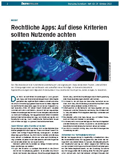 Vorschauseite 1: Recht: Rechtliche Apps – Auf diese Kriterien sollten Nutzende achten