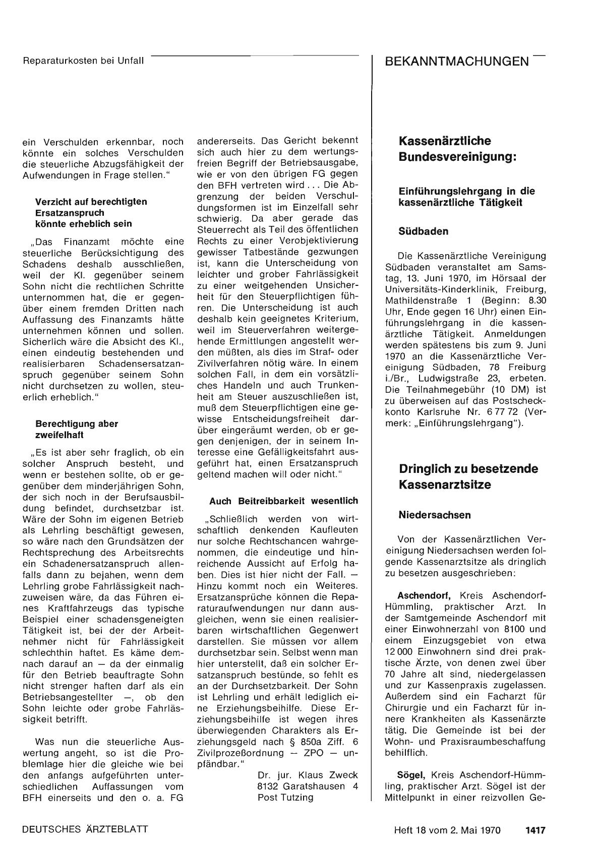 Vorschauseite 1: Dringlich zu besetzende Kassenarztsitze