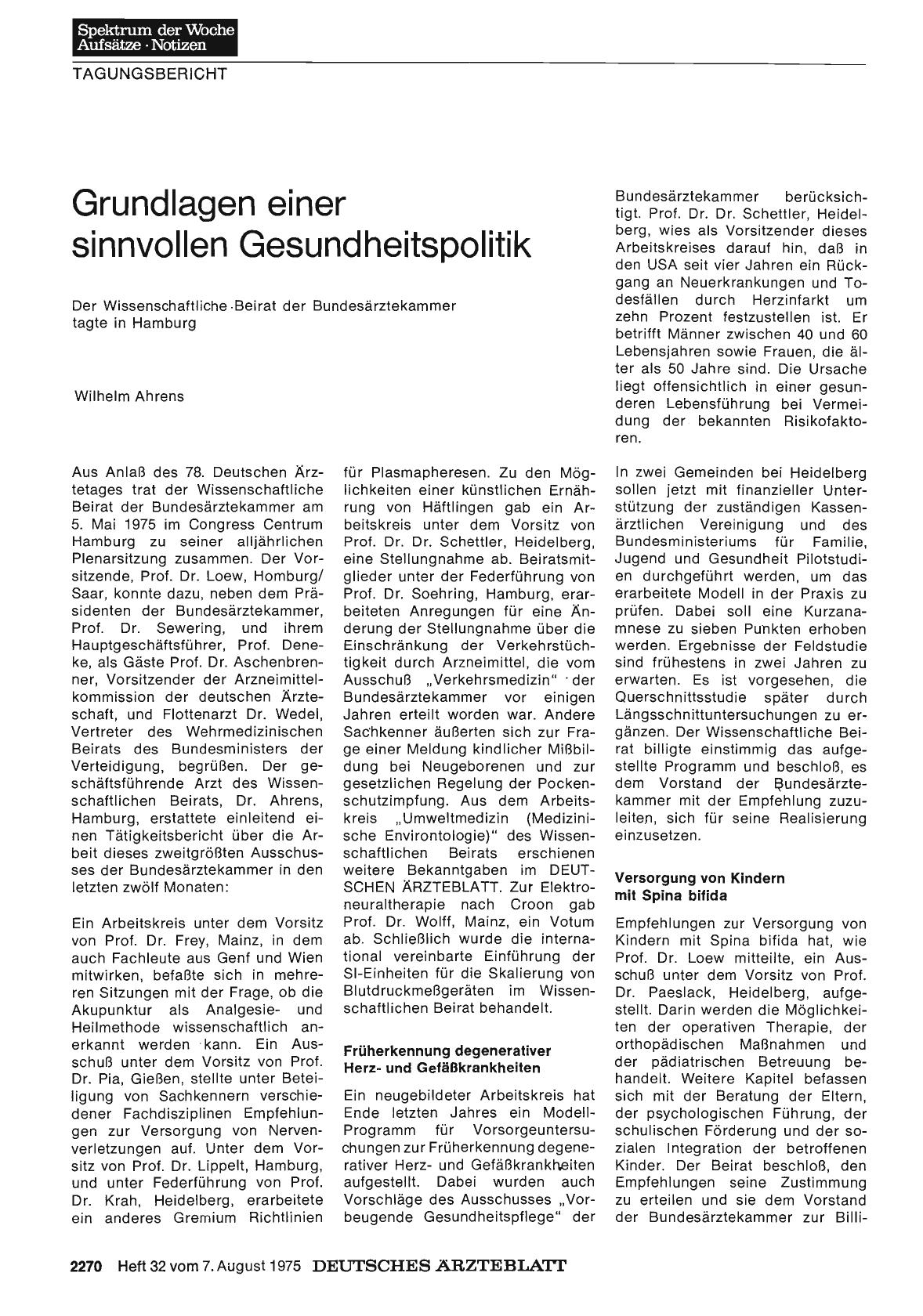 Vorschauseite 1: Grundlagen einer sinnvollen Gesundheitspolitik: Der Wissenschaftliche Beirat der Bundesärztekammer tagte in Hamburg