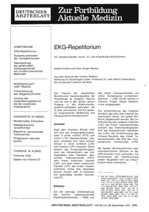 Vorschauseite 1: EKG-Repetitorium: XII. Hemiblockbilder, mono-, biund trifaszikuläre Blockformen