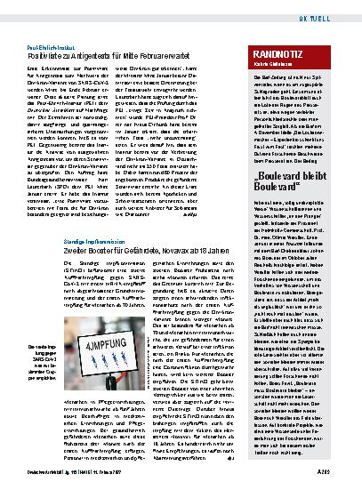 Vorschauseite 1: Ständige Impfkommission: Zweiter Booster für Gefährdete, Novavax ab 18 Jahren
