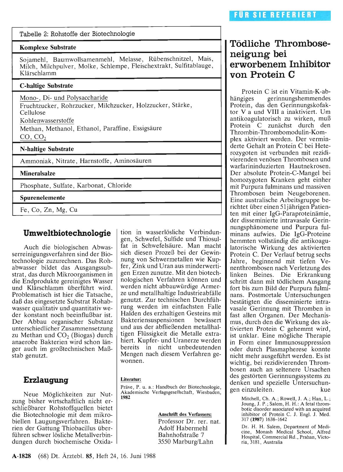 Vorschauseite 1: Tödliche Thromboseneigung bei erworbenem Inhibitor von Protein C