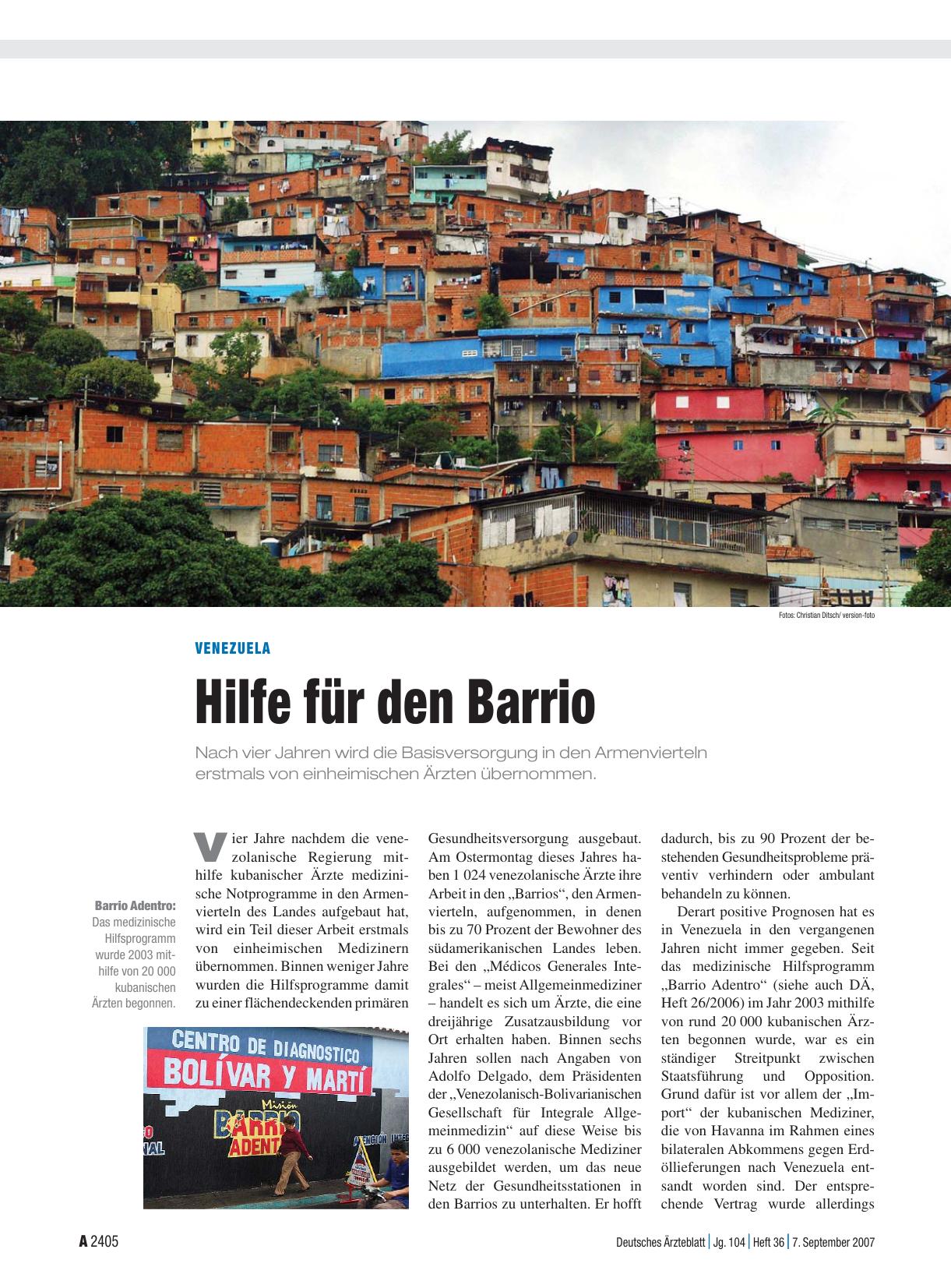 Vorschauseite 1: Venezuela: Hilfe für den Barrio