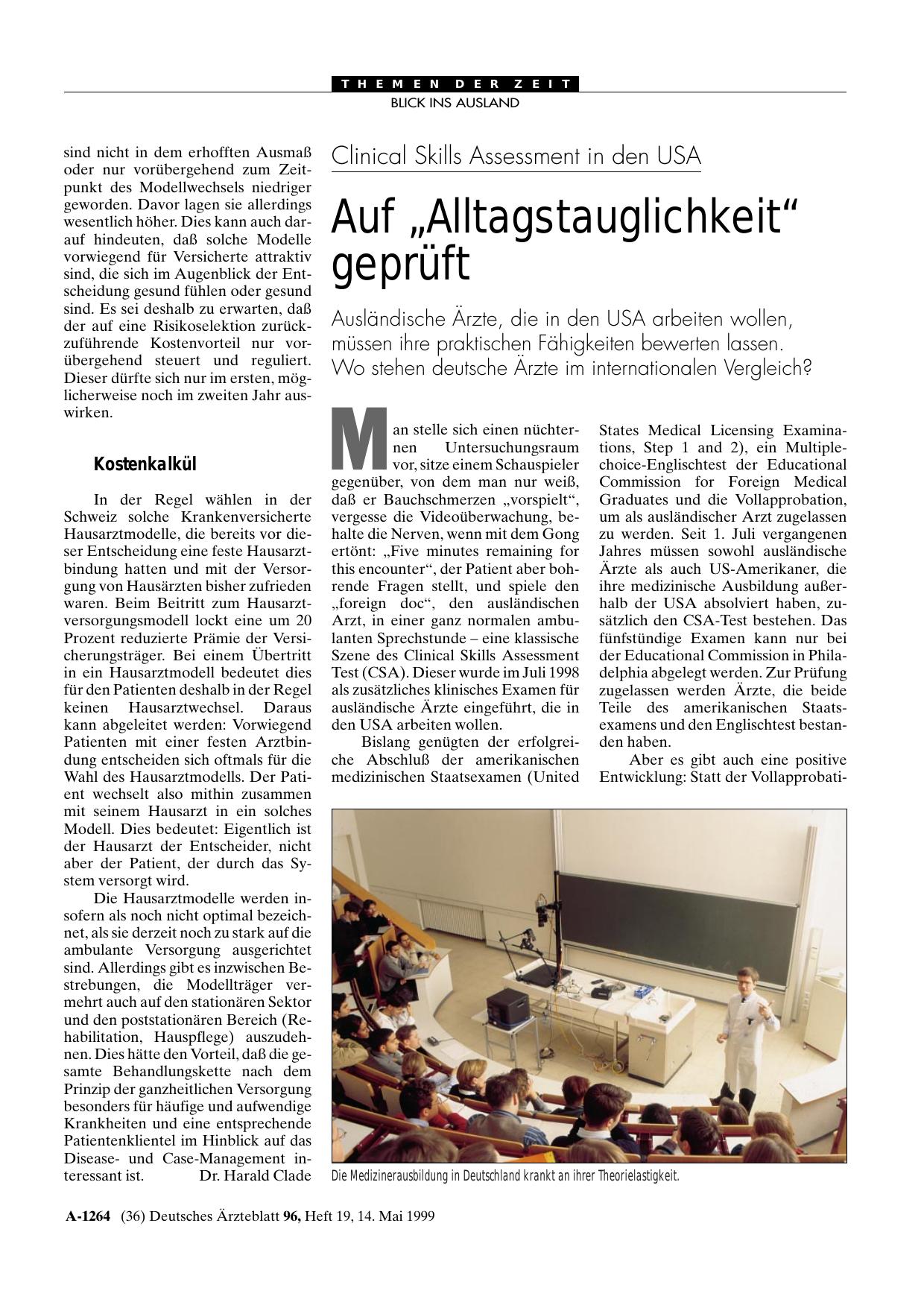 Vorschauseite 1: Clinical Skills Assessment in den USA: Auf „Alltagstauglichkeit“ geprüft