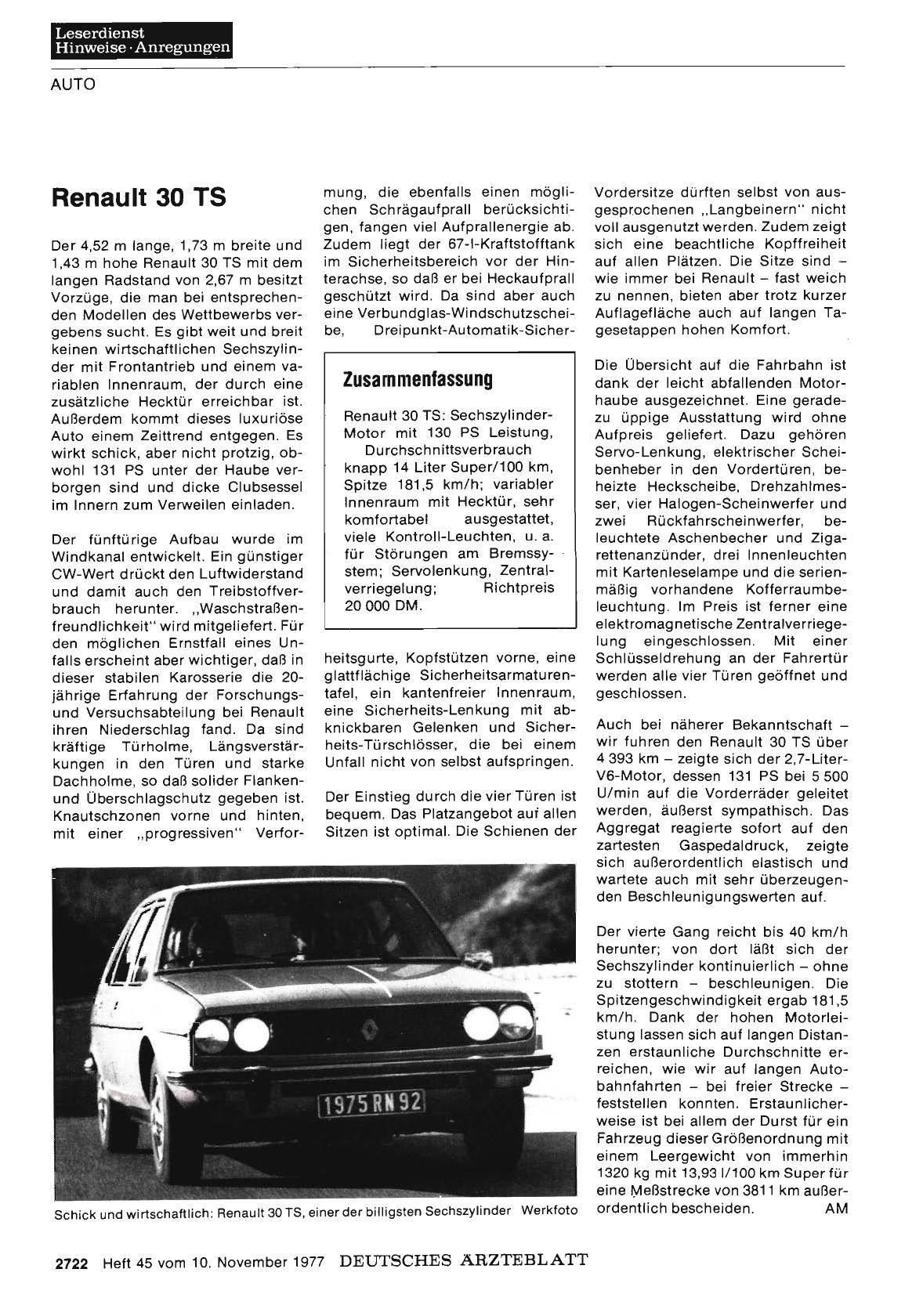 Vorschauseite 1: Renault 30 TS