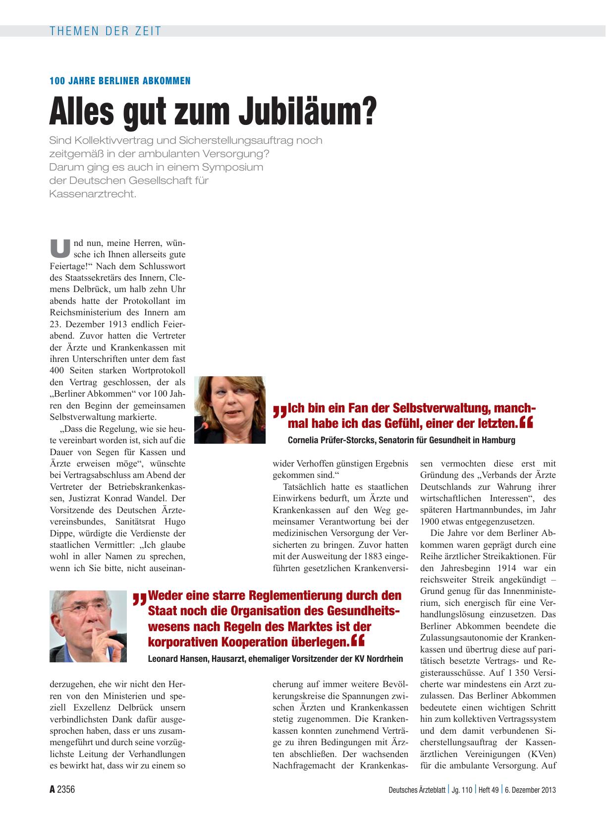 Vorschauseite 1: 100 Jahre Berliner Abkommen: Alles gut zum Jubiläum?