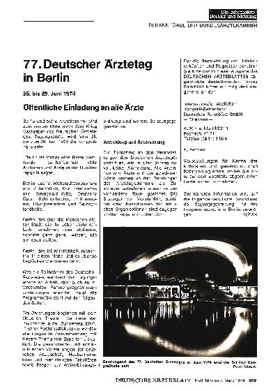 Vorschauseite 1: 77. Deutscher Ärztetag in Berlin: Öffentliche Einladung an alle Ärzte