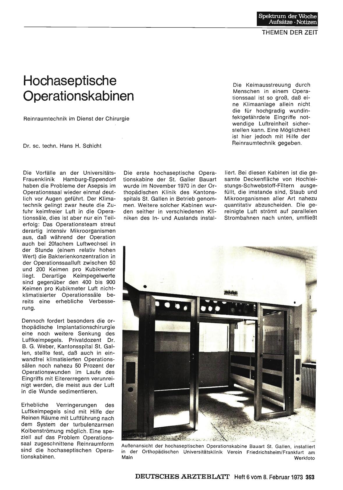 Vorschauseite 1: Hochaseptische Operationskabinen: Reinraumtechnik im Dienst der Chirurgie