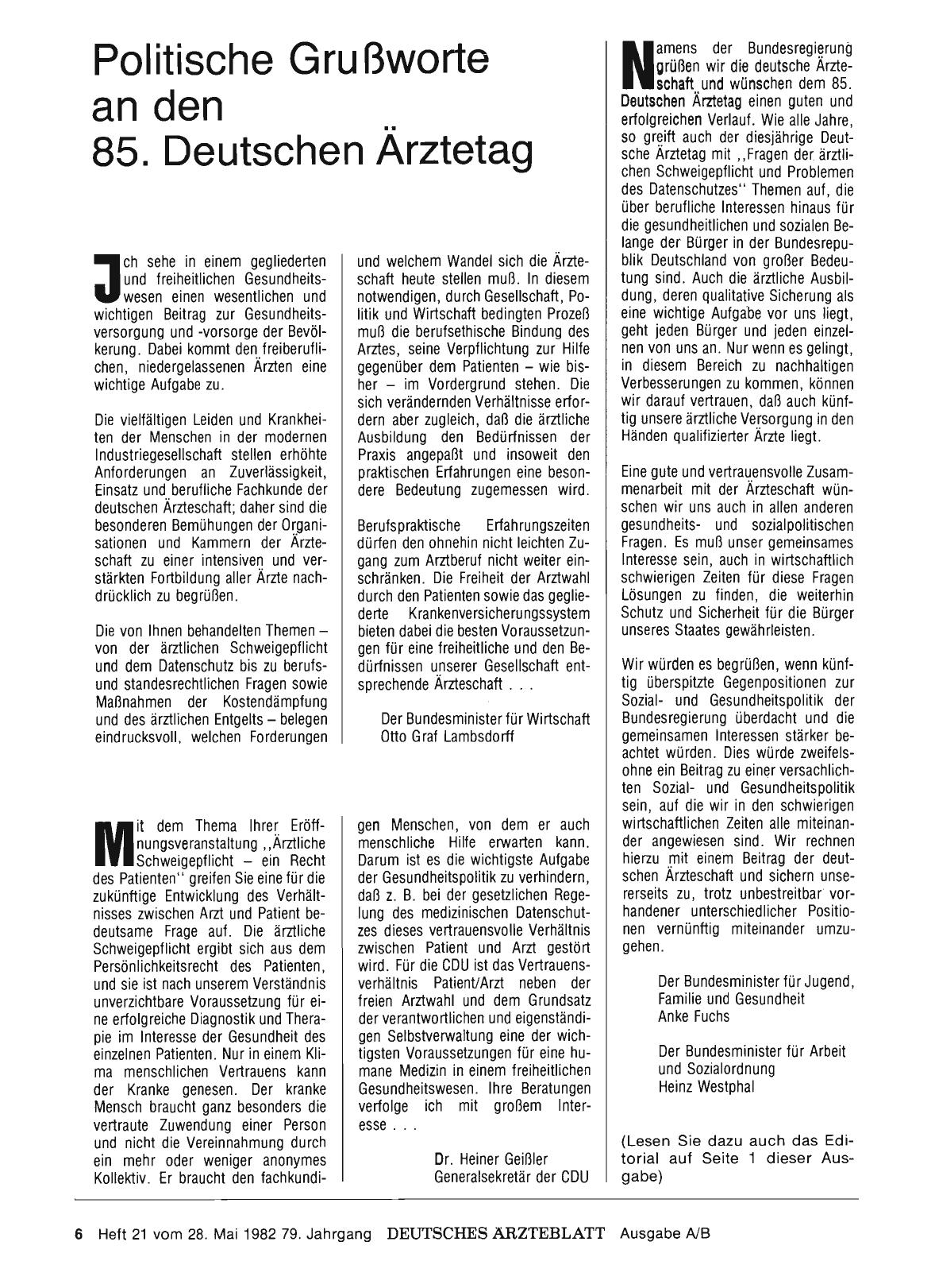Vorschauseite 1: Politische Grußworte an den 85. Deutschen Ärztetag