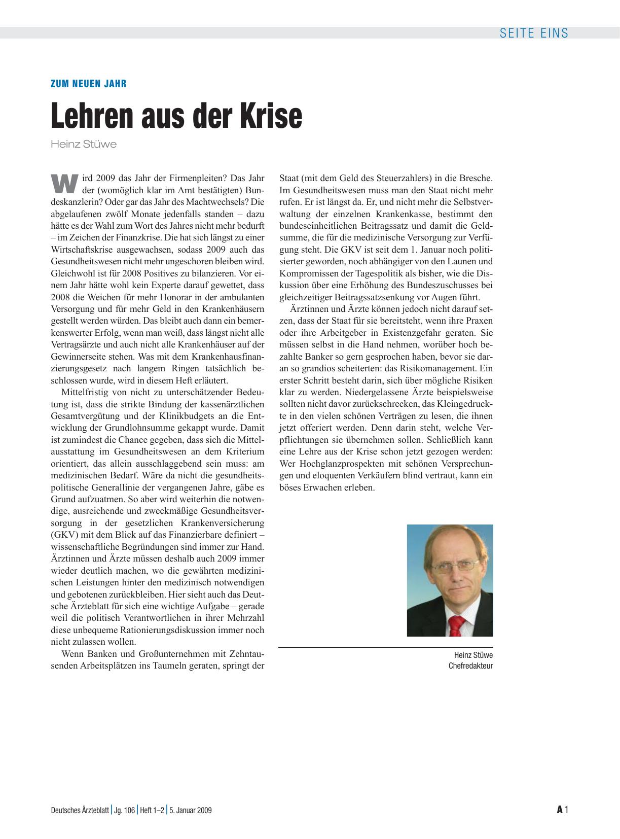Vorschauseite 1: Zum neuen Jahr: Lehren aus der Krise