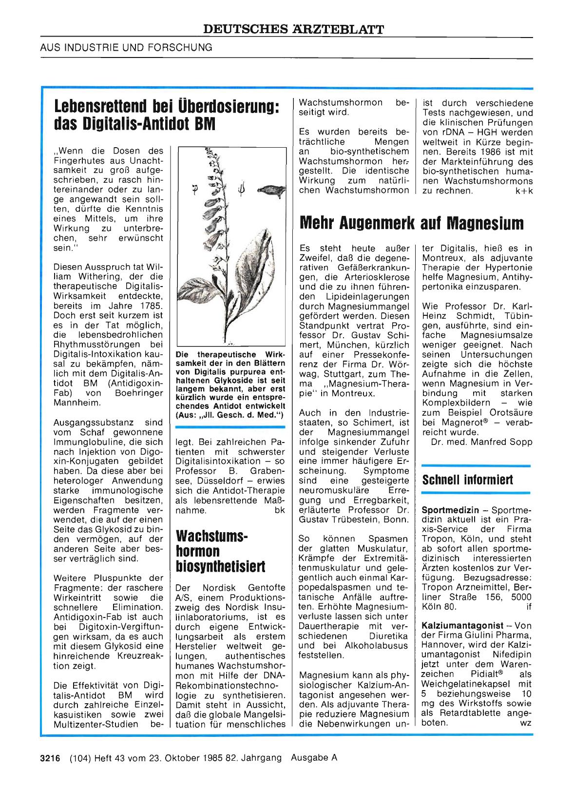 Vorschauseite 1: Lebensrettend bei Überdosierung: das Digitalis-Antidot BM