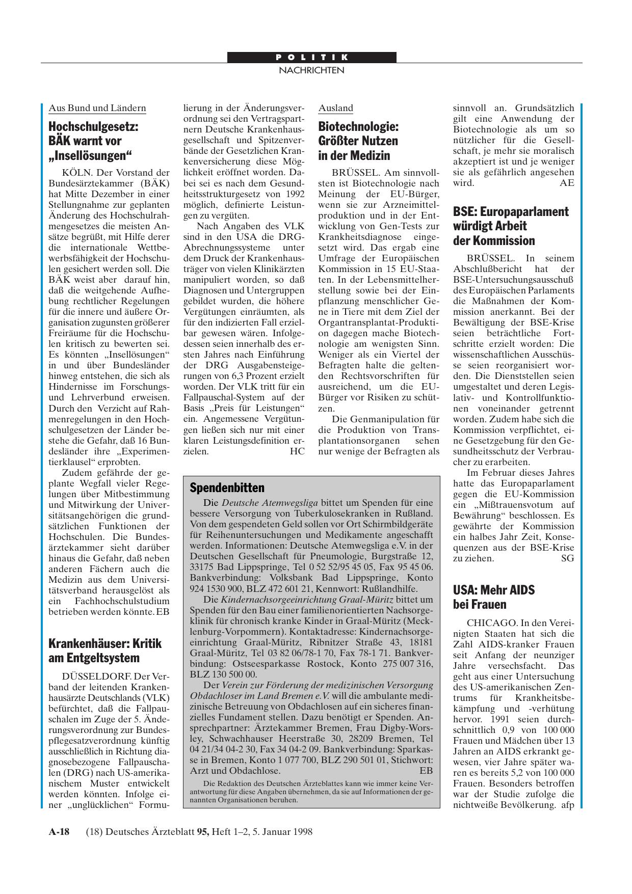 Vorschauseite 1: Krankenhäuser: Kritik am Entgeltsystem