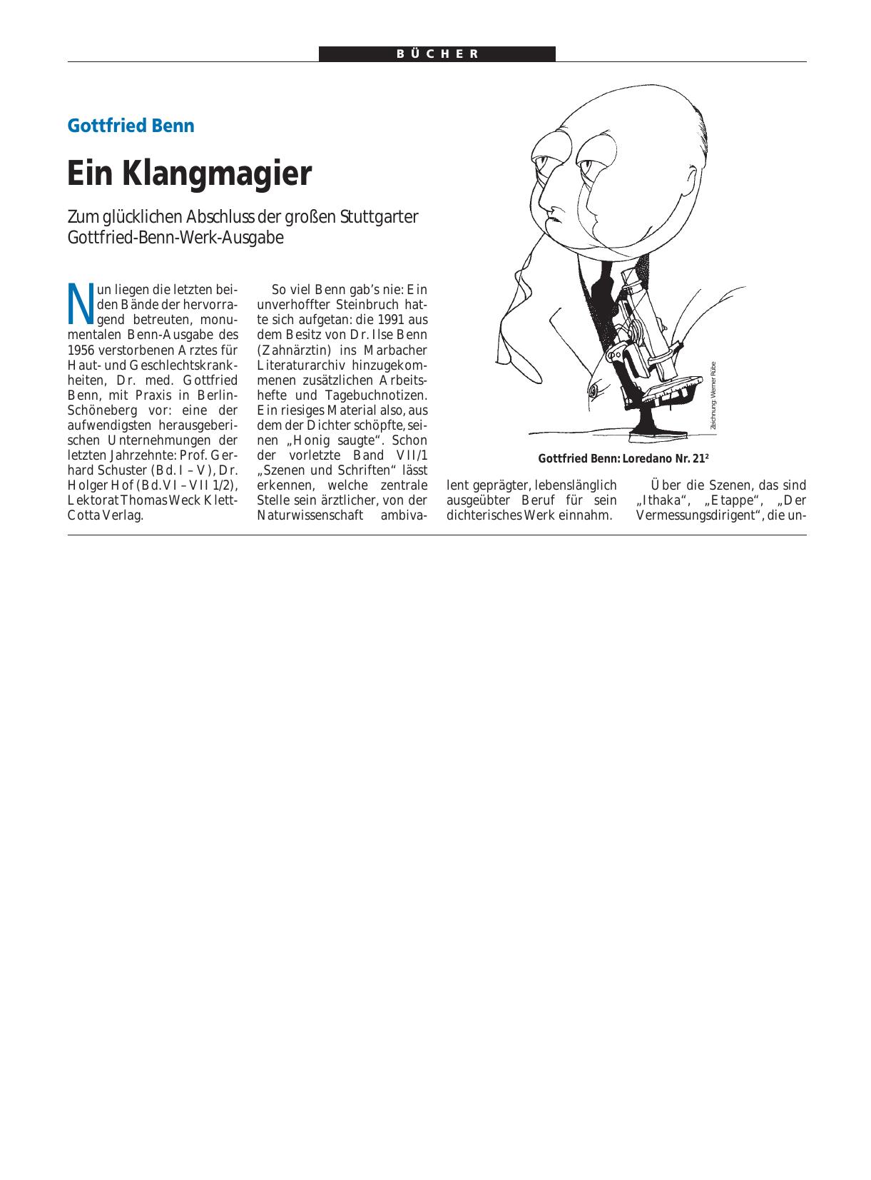 Vorschauseite 1: Gottfried Benn: Ein Klangmagier