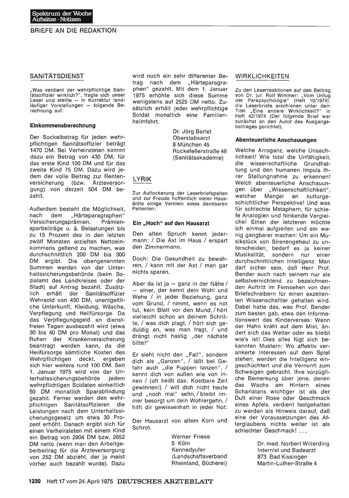 Vorschauseite 1: LYRIK: Ein „Hoch“ auf den Hausarzt