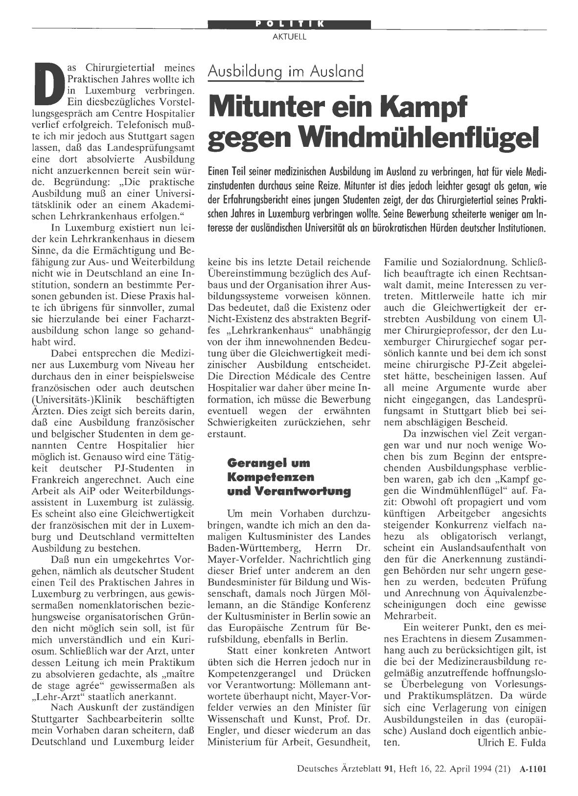 Vorschauseite 1: Ausbildung im Ausland: Mitunter ein Kampf gegen Windmühlenflügel