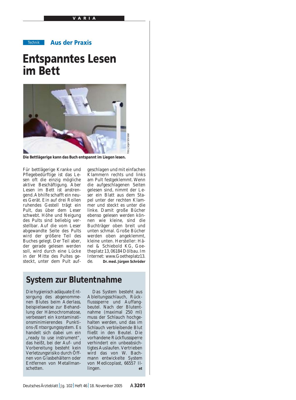 Vorschauseite 1: System zur Blutentnahme