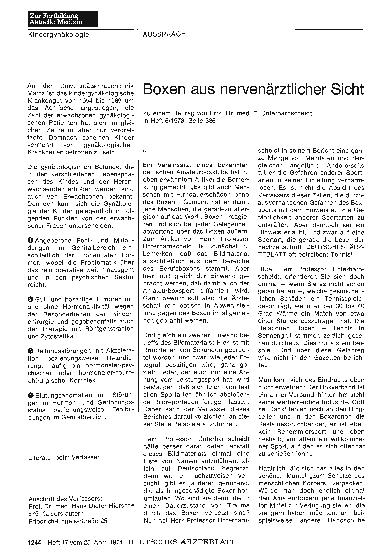 Vorschauseite 1: Boxen aus nervenärztlicher Sicht: I.