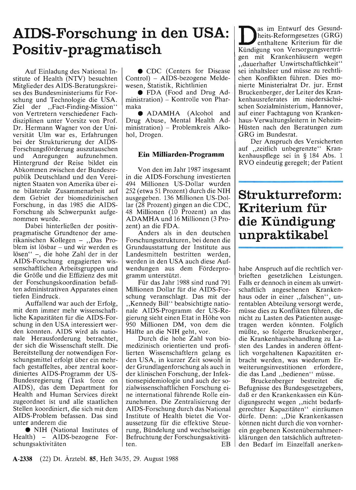 Vorschauseite 1: AIDS-Forschung in den USA: Positiv-pragmatisch