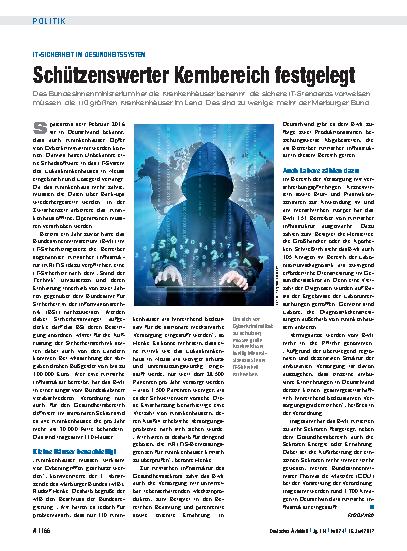 Vorschauseite 1: IT-Sicherheit im Gesundheitssystem: Schützenswerter Kernbereich festgelegt
