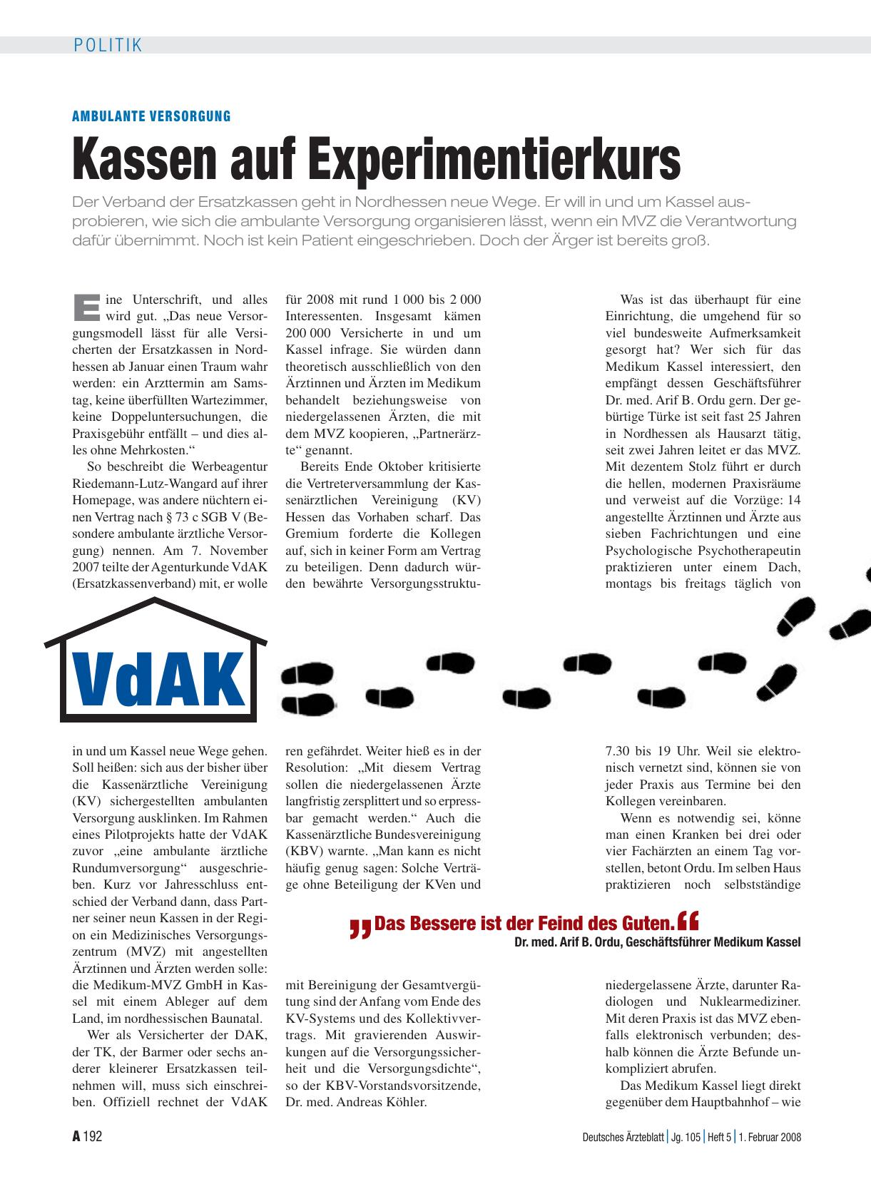 Vorschauseite 1: Ambulante Versorgung: Kassen auf Experimentierkurs