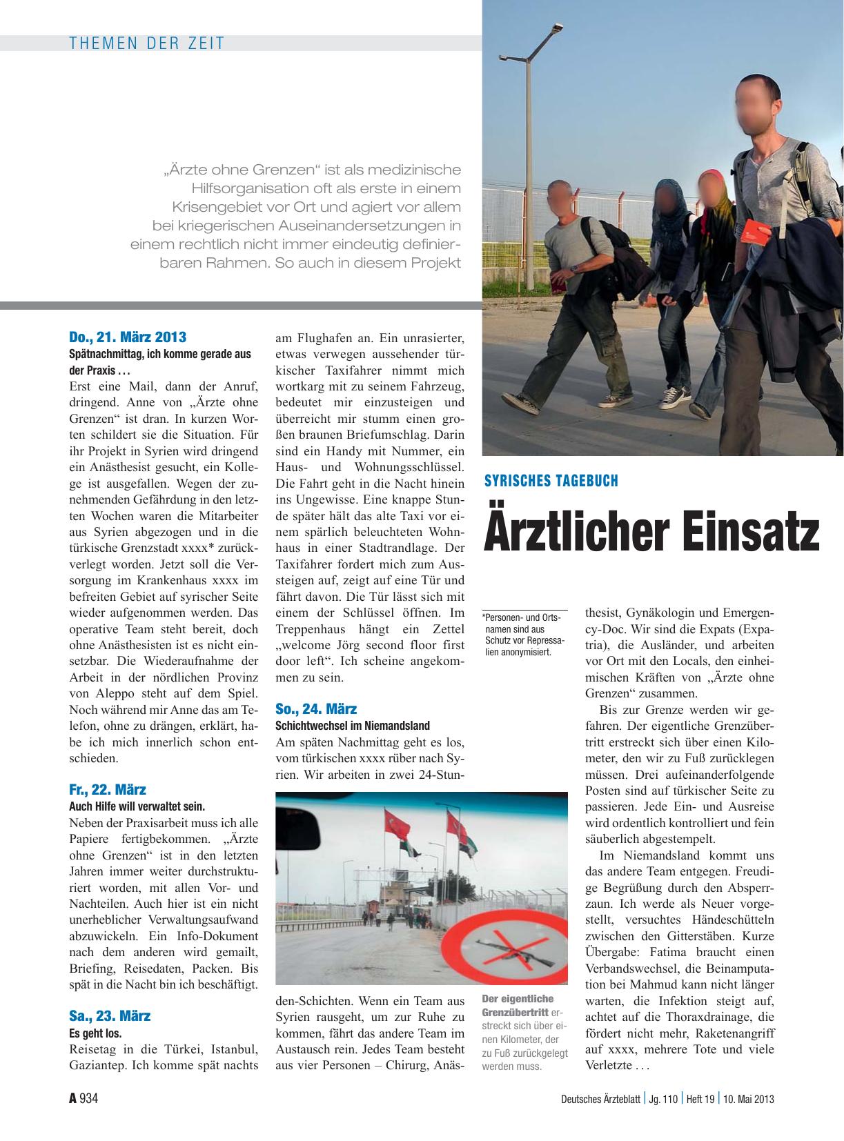 Vorschauseite 1: Syrisches Tagebuch: Ärztlicher Einsatz im Konfliktgebiet