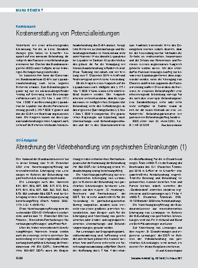 Vorschauseite 1: GOÄ-Ratgeber: Abrechnung der Videobehandlung von psychischen Erkrankungen (1)