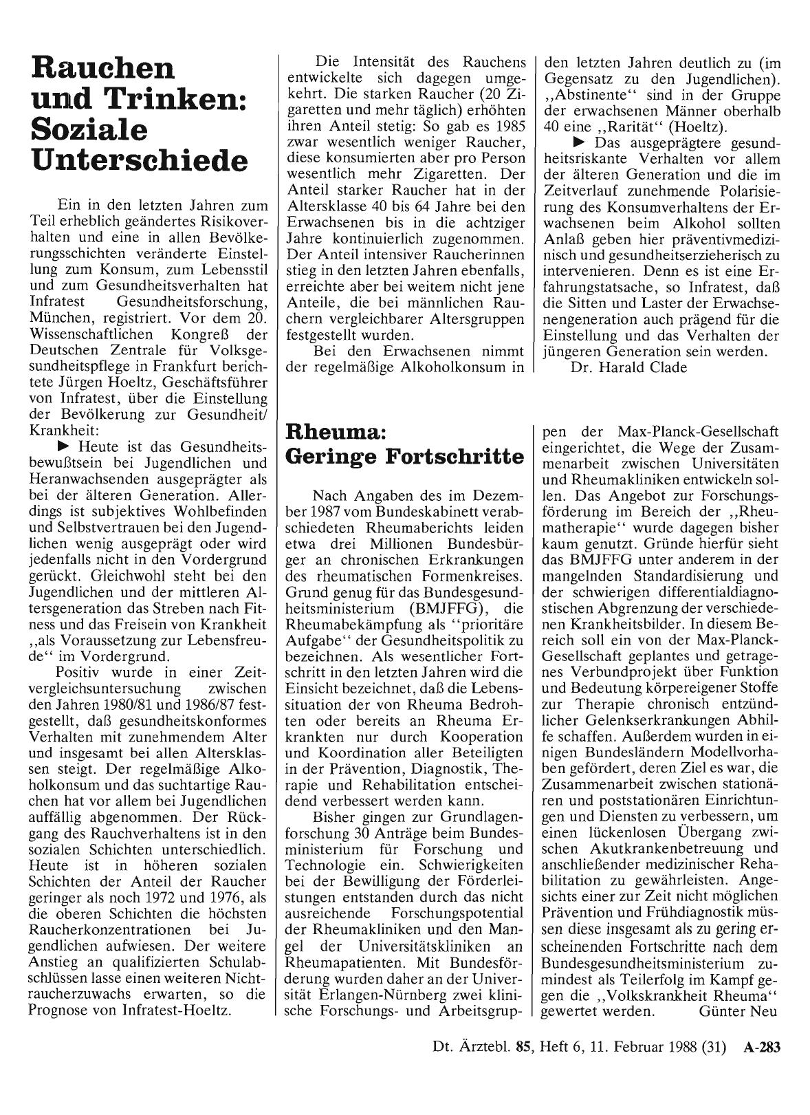 Vorschauseite 1: Rheuma: Geringe Fortschritte