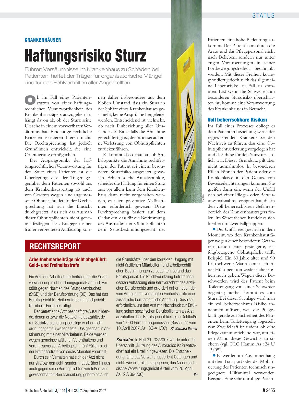 Vorschauseite 1: Arbeitnehmerbeiträge nicht abgeführt: Geldund Freiheitsstrafe